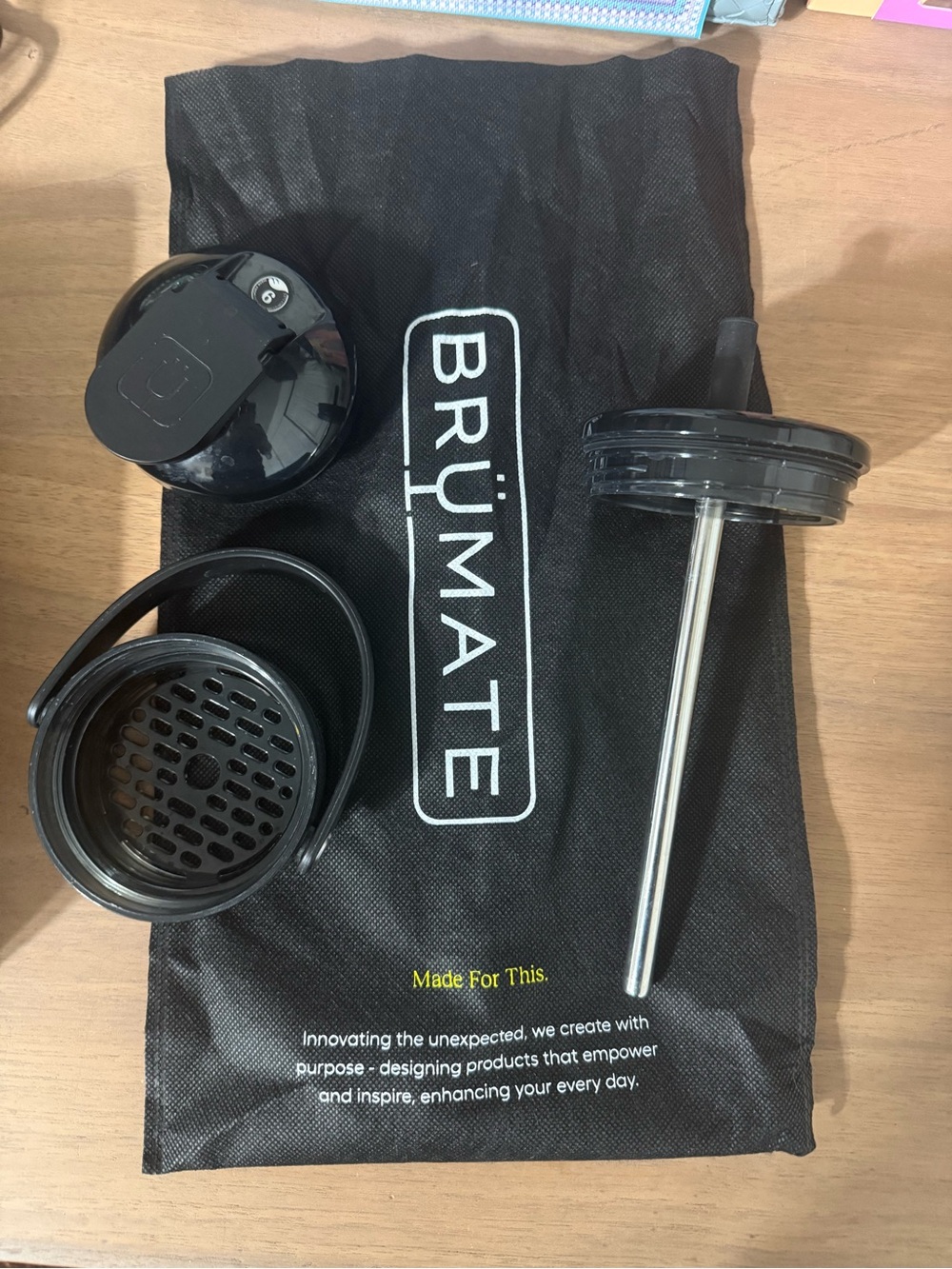 BrüMate Replacement Lid and Straw Set - Black